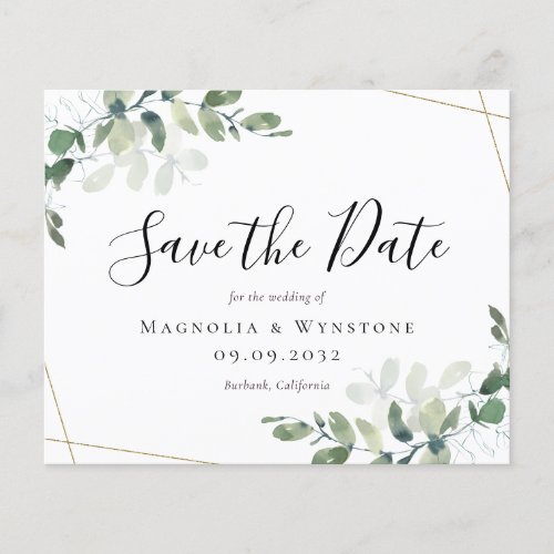 PAPER Eucalyptus Watercolor Wedding Save The Date