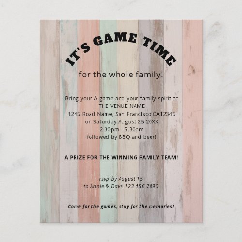 PAPER Family Games Day Slogan Colored Wood