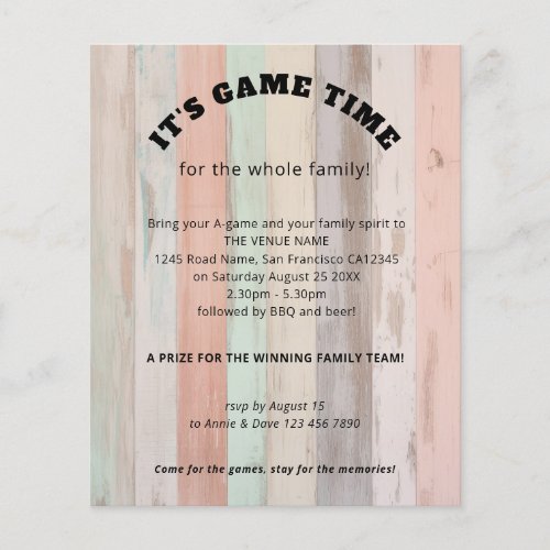 PAPER Family Games Day Slogan Colored Wood