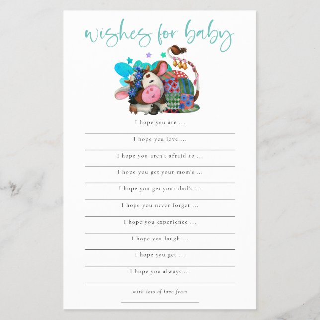 PAPER | Farmyard Cow Wishes for Baby Shower (Front)