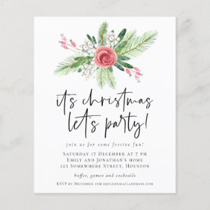 PAPER Floral Berries Christmas Lets Party Invite