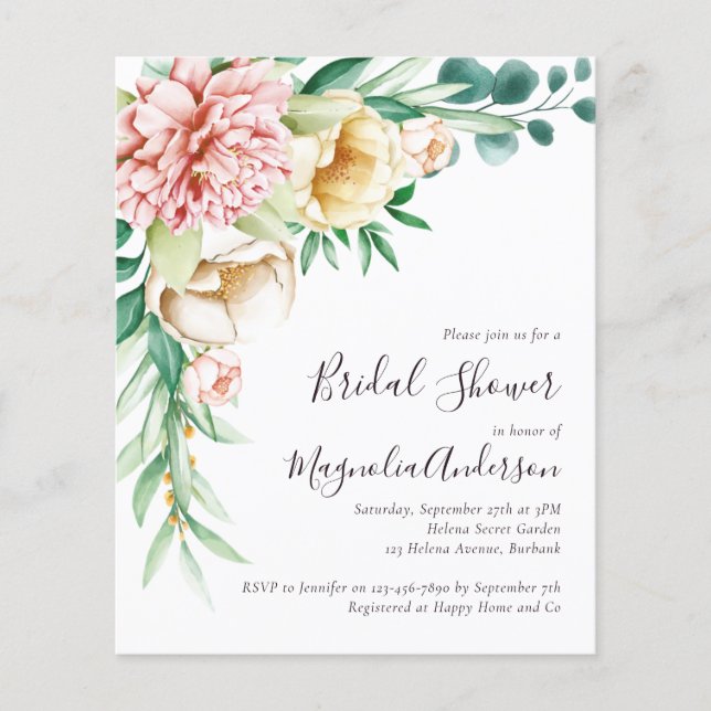 PAPER Floral Bridal Shower Invitation (Front)