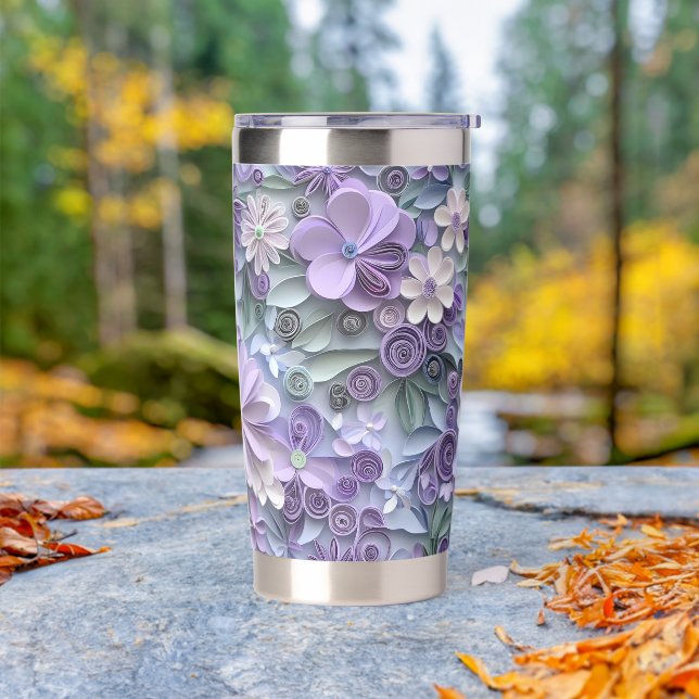 Paper Floral  Insulated Tumbler (Outdoor)