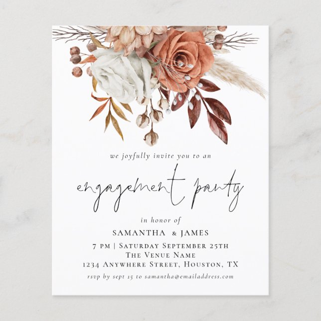 PAPER Florals Terracotta Engagement Party Invite (Front)