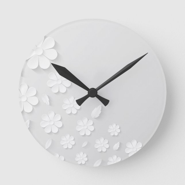 paper-flower-background-white round clock (Front)
