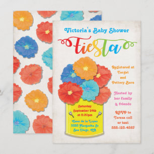Paper flower Can Fiesta Baby Shower Invitation
