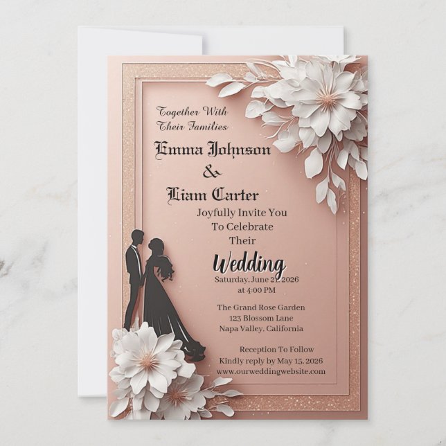 ✨ Paper Flower Invite For Reception Guests ✨ (Front)