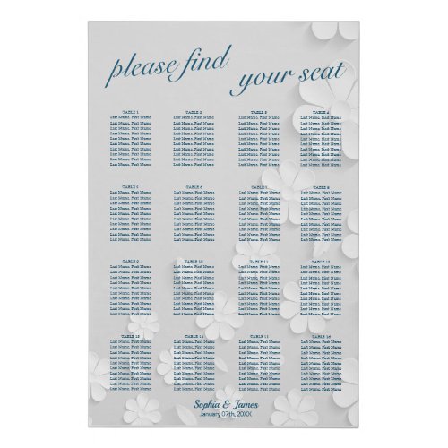 Paper Flower Seating Chart Faux Canvas Print