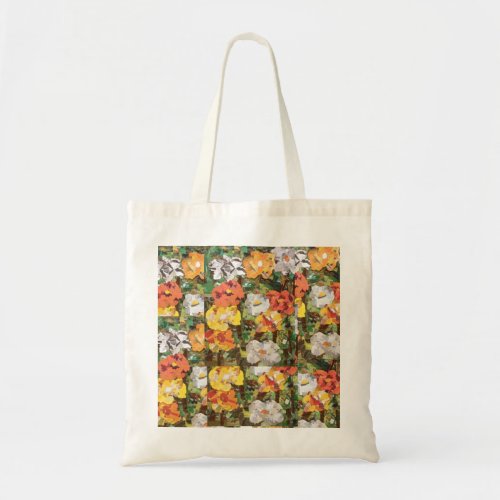Paper Flowers Collage in yellow  Orange Tote Bag