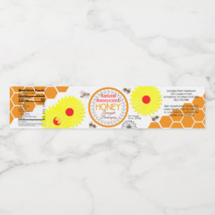 Paper Flowers Natural Honeycomb Honey Jar Labels