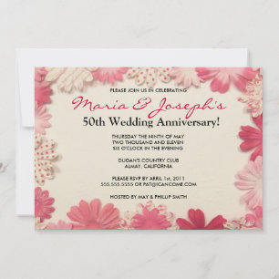 Paper Flowers Wedding Anniversary Invitation
