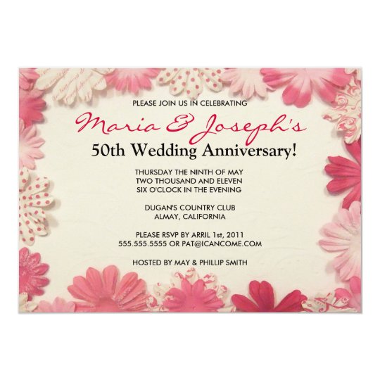 Paper Flowers Wedding Anniversary Invitation