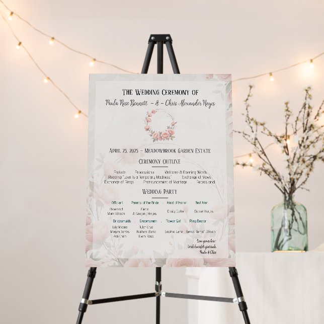 Paper Garden Wedding Program Foam Board (In Situ (Stand))