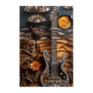 Paper-Geode Guitar Scape Acrylic Print
