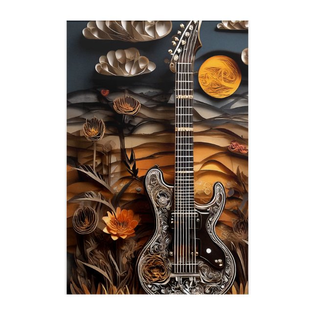 Paper-Geode Guitar Scape Acrylic Print (Front)
