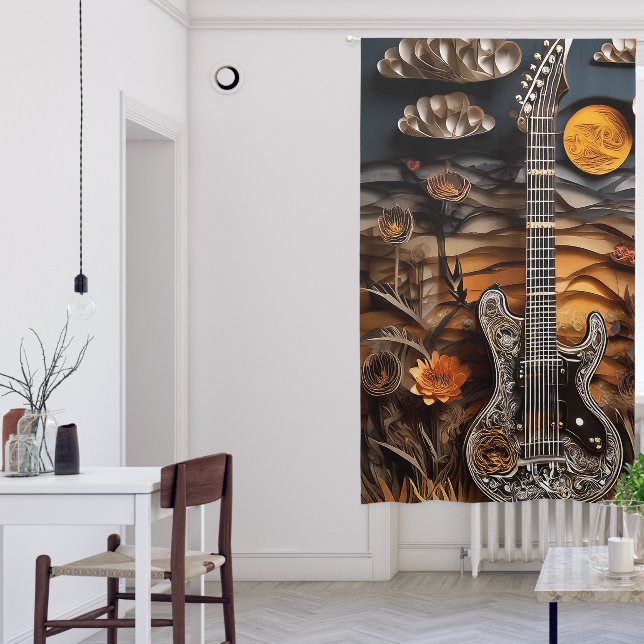 Paper-Geode Guitar Scape Blackout Curtains (Living Room)