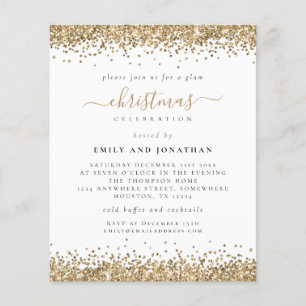 PAPER Glam Gold Glitter Christmas Party Invite