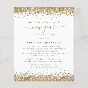 PAPER Glam Gold Glitter New Years Eve Invite