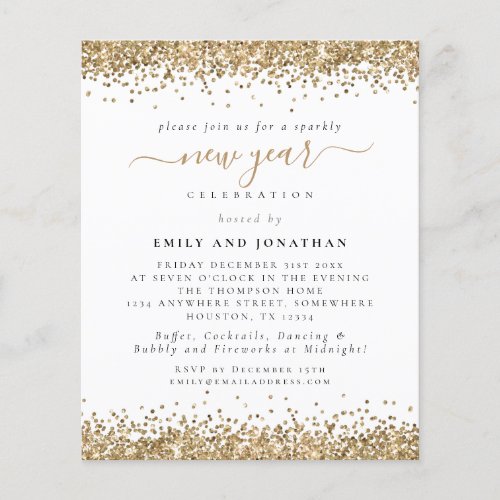 PAPER  Glam Gold Glitter New Years Eve Invite