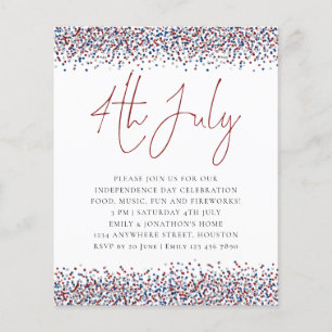 PAPER   Glitter Red Blue 4th July Party Invitation