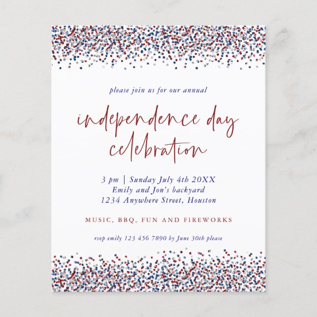 PAPER Glitter Red Blue July 4th Independence Day (Front)