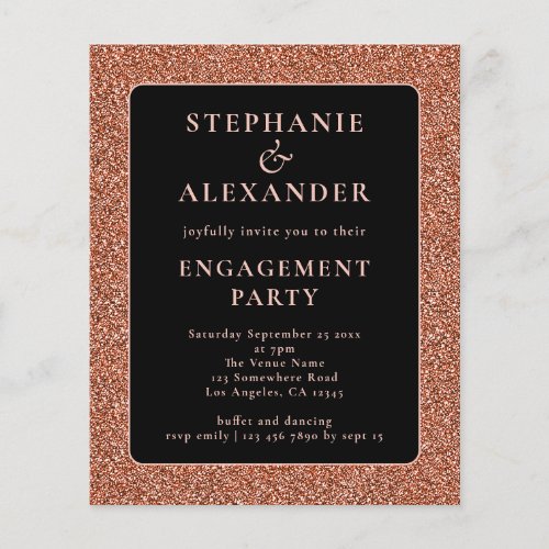 PAPER Glitter Rose Gold Black Engagement Party 