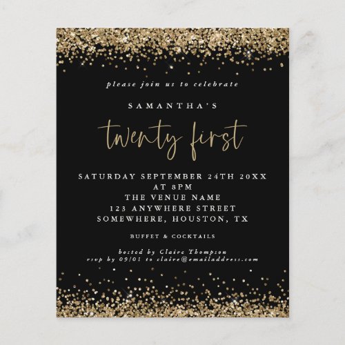 PAPER | Gold Glitter 21st Black Party Invitation
