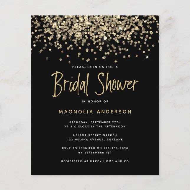 PAPER Gold Glitter Bridal Shower Invitation | Zazzle