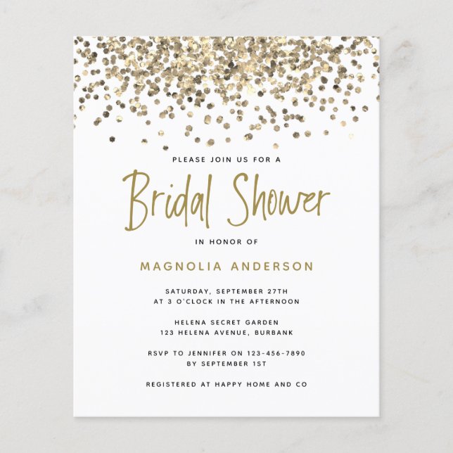 PAPER Gold Glitter Bridal Shower Invitation (Front)