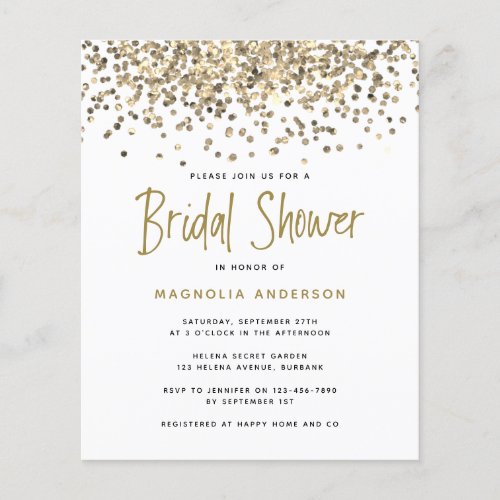 PAPER Gold Glitter Bridal Shower Invitation