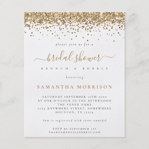 PAPER  Gold Glitter Bridal Shower Invitation