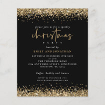 PAPER | Gold Glitter Christmas Party Black Invite