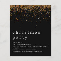 PAPER Gold Glitter Christmas Party Black Invite