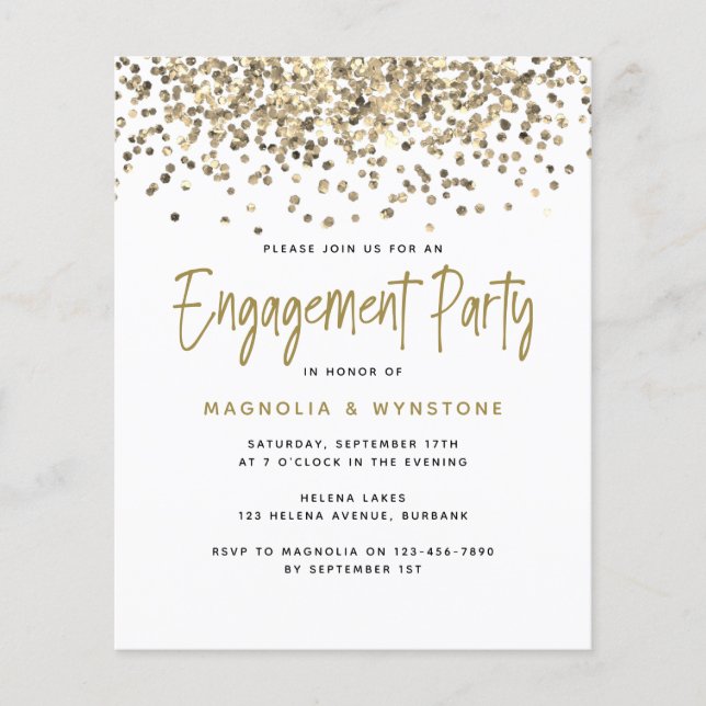 PAPER Gold Glitter Engagement Party Invitation (Front)