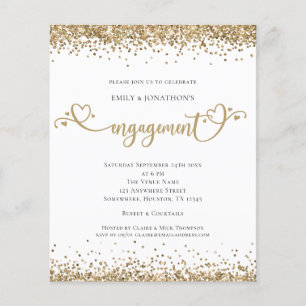 PAPER  Gold Glitter Heart Script Engagement Invite