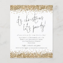 PAPER Gold Glitter Its Christmas Lets Party Invite