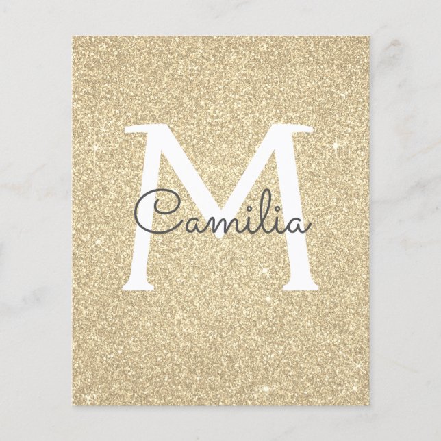 Paper Gold Glitter Monogram Quinceanera (Front)