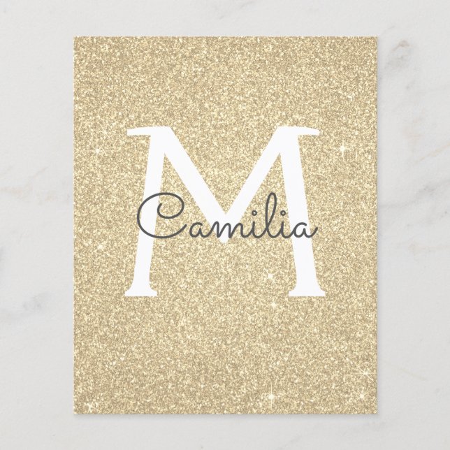 Paper Gold Glitter Monogram Quinceanera (Front)