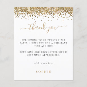 PAPER   Gold Glitter Photo 21st Party Thanks