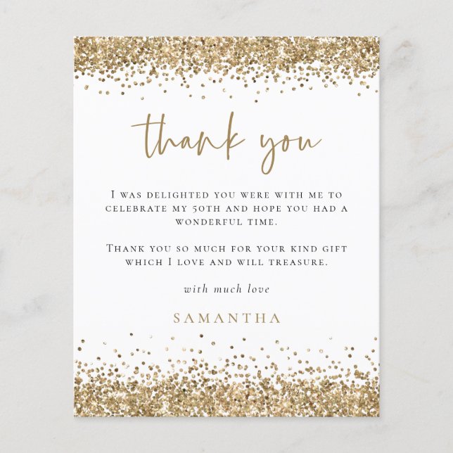 PAPER Gold Glitter Photo Fiftieth 50th Thank You (Front)