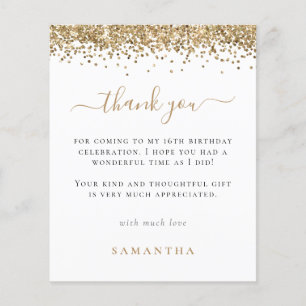 PAPER Gold Glitter Photo Sweet 16 Thank You