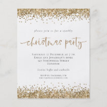 PAPER | Gold Glitter Script Christmas Party Invite