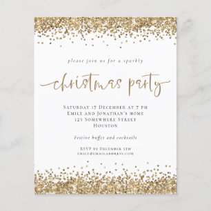 PAPER Gold Glitter Script Christmas Party Invite