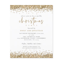 PAPER Gold Glitter Script Christmas Party Invite
