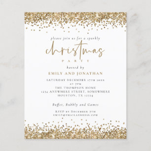 PAPER Gold Glitter Script Christmas Party Invite