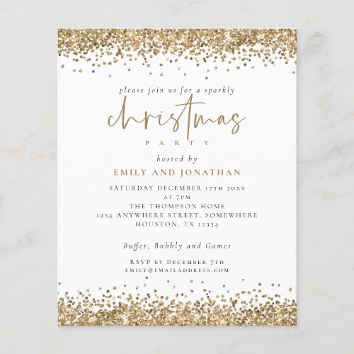 PAPER Gold Glitter Script Christmas Party Invite