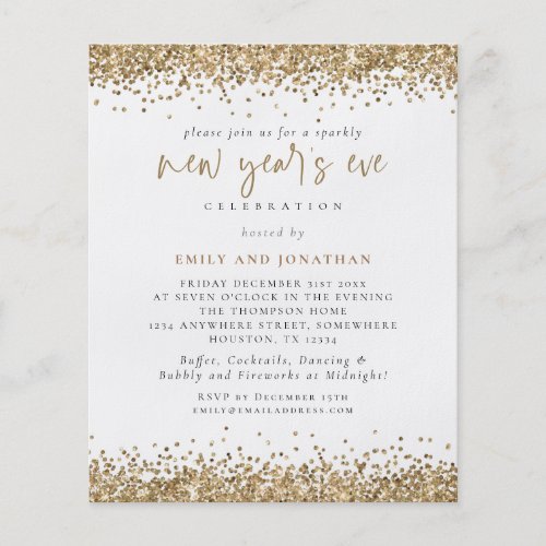 PAPER  Gold Glitter Script New Years Eve Invite