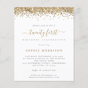 PAPER Gold Glitter Twenty First Party Invite