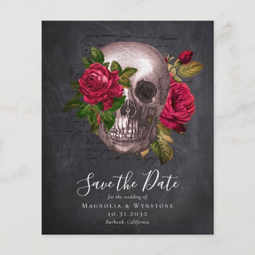 PAPER Gothic Save the Date  Slate Skull Roses