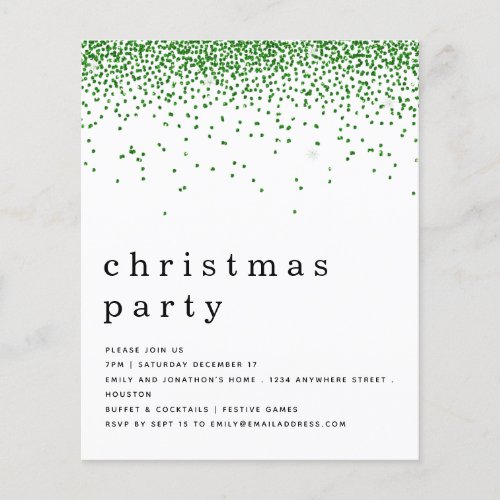PAPER  Green Glitter Christmas Party Invitation